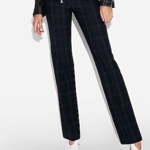 NEW with Tags EXPRESS Blue/Black Plaid - Low Rise Plaid Barely Boot Editor Pant